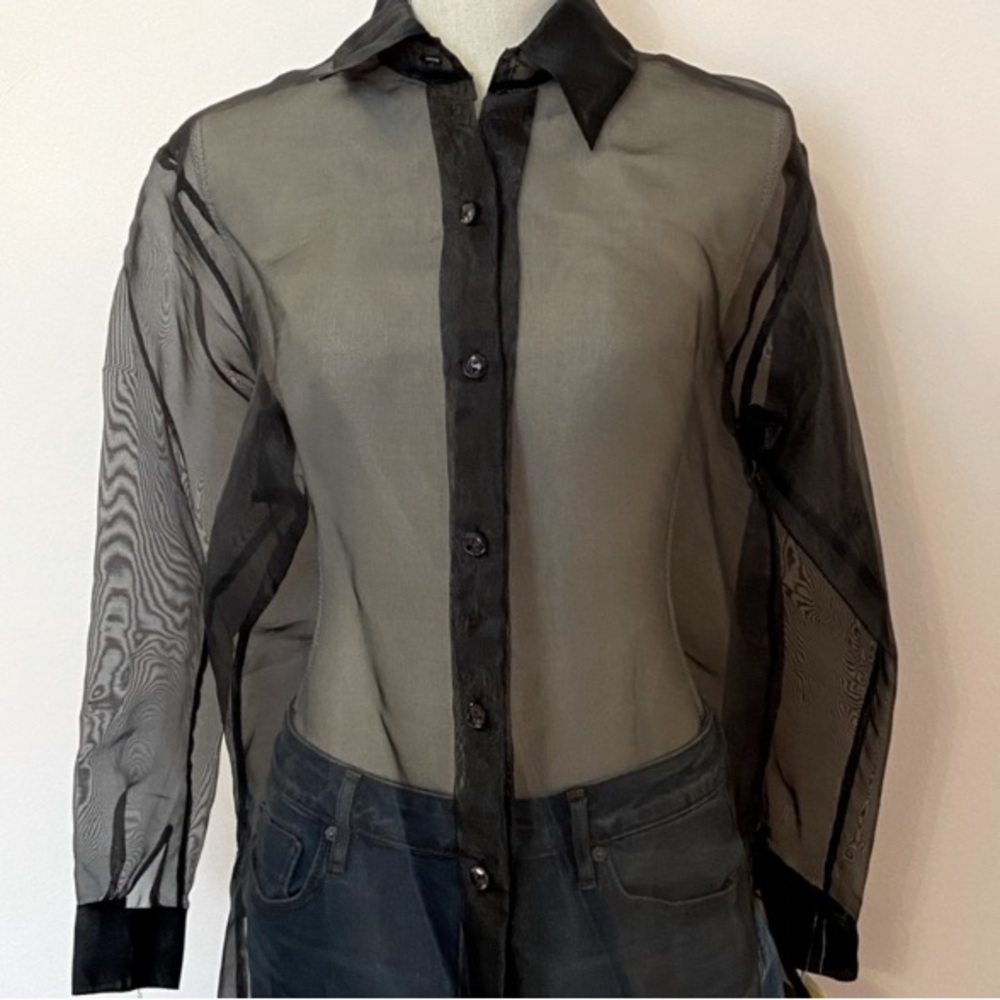Virgo Sheer Black Art-To-Wear Evening Shirt
